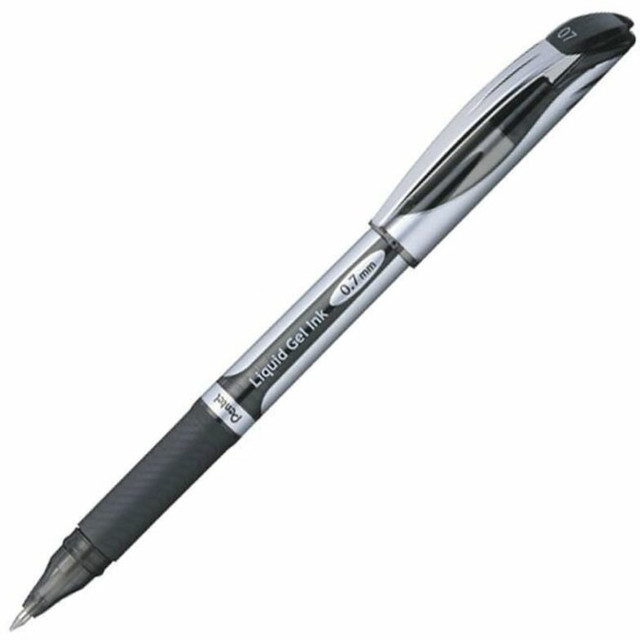 PENTEL OF AMERICA, LTD. BL57A Pentel EnerGel Deluxe Liquid Gel Pen, Medium Point, 0.7 mm, Silver Barrel, Black Ink