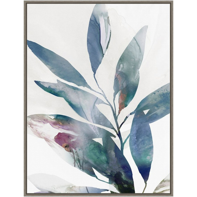 UNIEK INC. Amanti Art A42707108934  Indigo Sprig II (Leaves) by Isabelle Z Framed Canvas Wall Art Print, 23in x 30in, Graywash