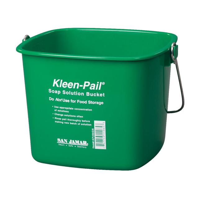 SAN JAMAR, INC. San Jamar KP196GN  Kleen Pail Plastic Buckets, 6 Qt, Green, Pack Of 12
