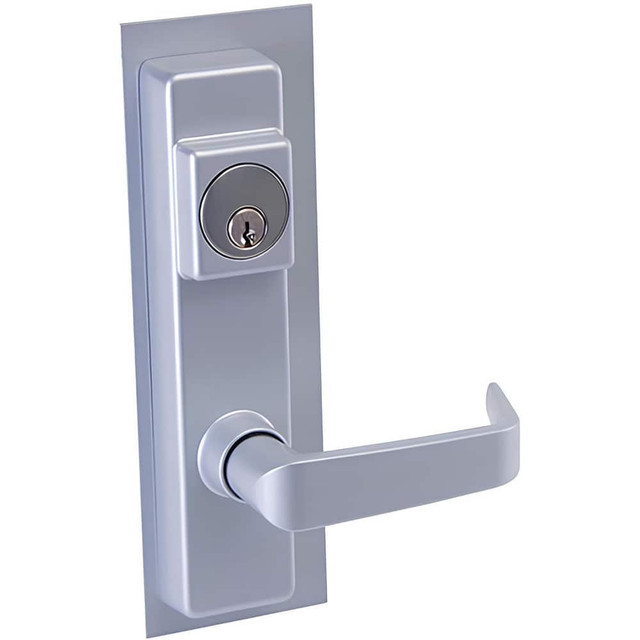 Detex 09BN 689 W-CYL Trim; Trim Type: Storeroom Lever ; For Use With: Detex Exit Device Trims ; Material: Metal ; Finish/Coating: Aluminum Painted