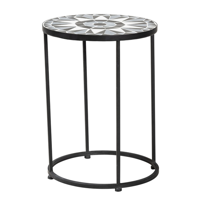 WHOLESALE INTERIORS, INC. 2721-12125 Baxton Studio Kaden Modern And Contemporary Outdoor Side Table, 19-1/8inH x 14inW x 14inD, Black/Multicolor