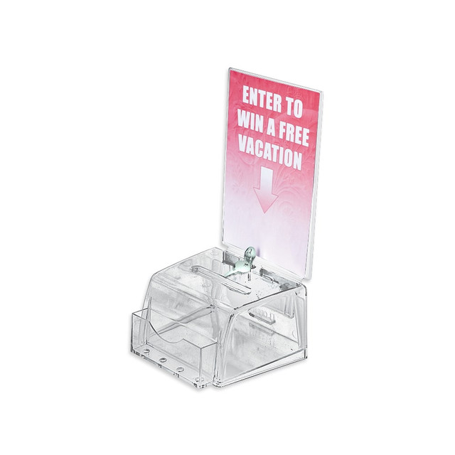 AZAR DISPLAYS 206008 Plastic Suggestion Box, With Lock, Molded, Small, 3 1/2inH x 5 1/2inW x 5inD, Clear AZAR DISPLAYS 206008 Plastic Suggestion Box, With Lock, Molded, Small, 3 1/2inH x 5 1/2inW x 5inD, Clear