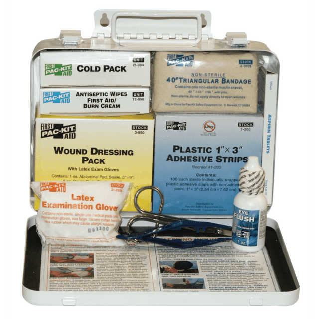 PAC KIT SAFETY EQUIPMENT CO. 579-6420 25 Person Vehicle First Aid Kits, Weatherproof Steel, Wall Mount PAC KIT SAFETY EQUIPMENT CO. 579-6420 25 Person Vehicle First Aid Kits, Weatherproof Steel, Wall Mount