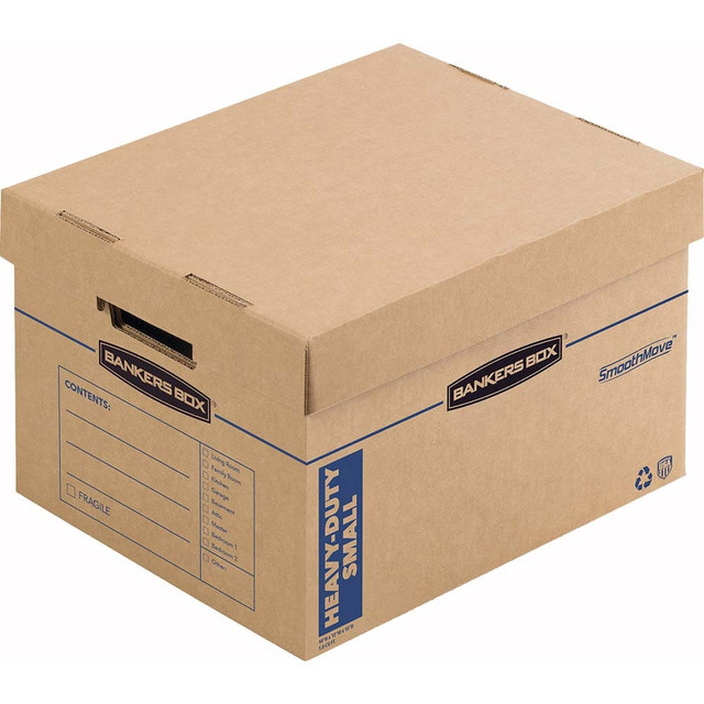 BANKERS BOX FEL7710201 Compartment Storage Boxes & Bins; Type: Moving Box; Number of Compartments: 1.000; Overall Width: 15; Overall Depth: 15; Overall Height (Inch): 12; Color: Kraft/Blue; Material: Corrugated Fiberboard; Overall Height (Decimal Inch): 12; Overall Depth (Decim