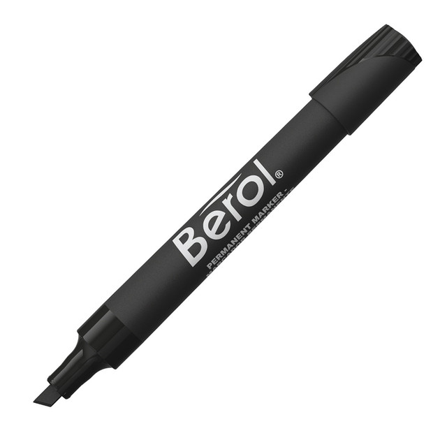 NEWELL BRANDS INC. Faber-Castell 64291 Berol By Eberhard Faber 3000 Chisel-Tip Permanent Markers, Black, Pack Of 12