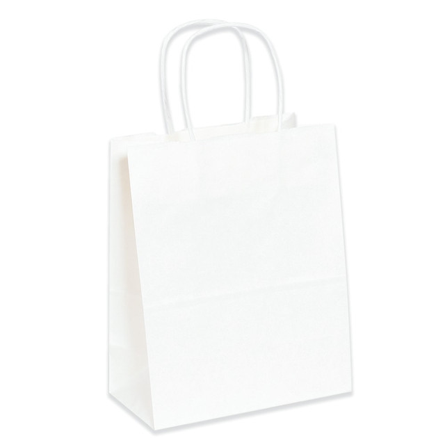 B O X MANAGEMENT, INC. BGS103W Partners Brand Paper Shopping Bags, 5 1/4inW x 3 1/4inD x 13inH, White, Case Of 250