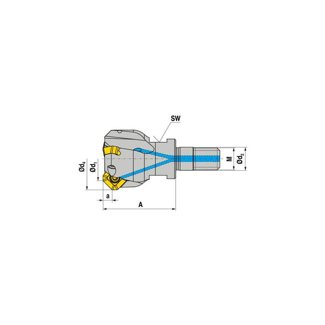 Ceratizit 55202016 Indexable Chamfer & Angle End Mills; Minimum Cutting Diameter (mm): 16.00 ; Maximum Cutting Diameter (mm): 24.40 ; Lead Angle: 45 ; Maximum Depth of Cut (mm): 4.00 ; Compatible Insert Size Code: SD.. 0903.. ; Shank Diameter (Inch):