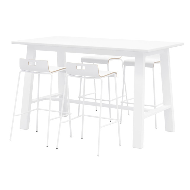 KENTUCKIANA FOAM INC KFI Studios 840031922328  Midtown Bar Height Table With 4 Low Back Bar Stools, White