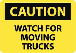 AccuformNMC Accident Prevention Sign: Rectangle, "Caution, WATCH FOR MOVING TRUCKS" C636RB