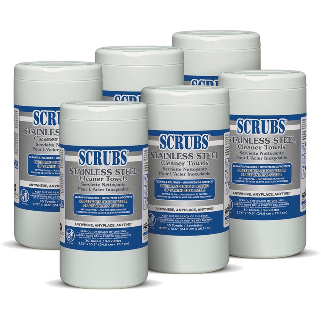 ITW DYMON SCRUBS DYM 91930  Stainless Steel Cleaner Wipes, Citrus Scent, 32 Oz Bottle, Case Of 6