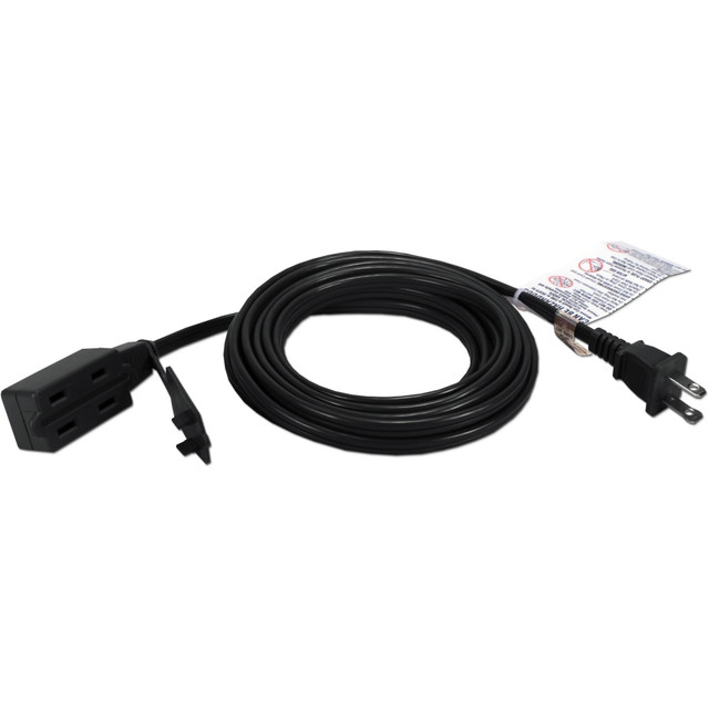 QVS, INC. QVS PC2PX-15  3-Outlet 2-Prong 15ft Power Extension Cord - 3 x AC Power - 15 ft Cord - 13 A Current - 125 V AC Voltage - 1625 W - 3 x AC Power - 15 ft Cord - 13 A Current - 125 V AC Voltage - 1625 W - Black