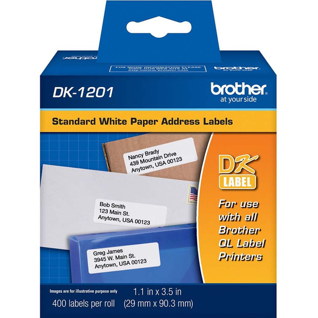 Brother DK1201 Label Ribbon: Black & White, Paper