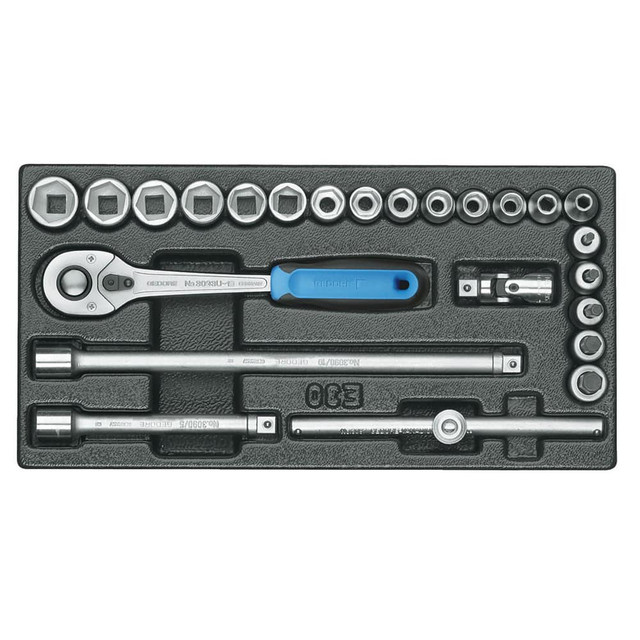 Gedore 6626070 Socket Sets; Set Type: Socket Set ; Drive Size: 3/8 ; Number Of Pieces: 24 ; 3/8 Drive Sizes: 6; 7; 8; 9; 10; 11; 12; 13; 14; 15; 16; 17; 18; 19 ; Case Type: Molded Case