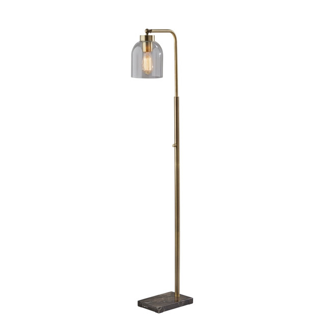 ADESSO INC 4289-21 Adesso Bristol Floor Lamp, 55inH, Brown/Antique Brass/Clear