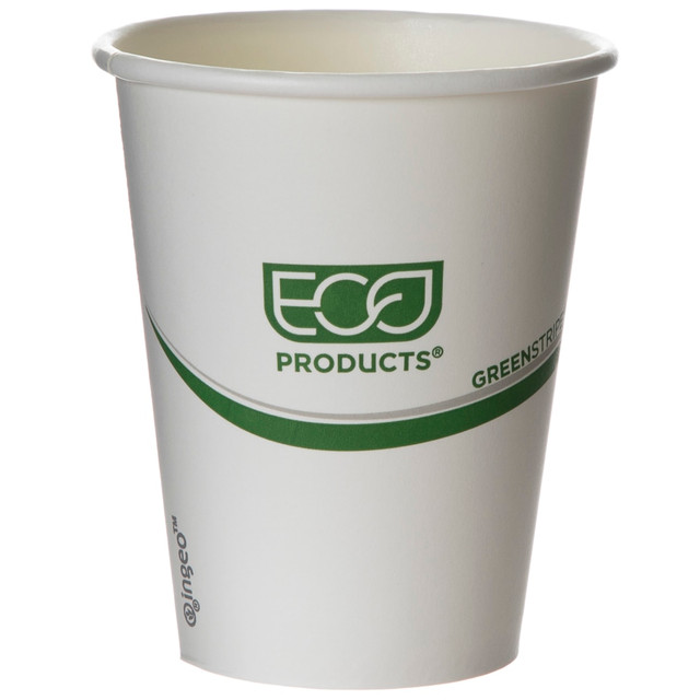 ECO-PRODUCTS, INC. EP-BHC8-GS Eco-Products GreenStripe PLA Hot Cups, 8 Oz, 100% Recycled, White/Green, Pack Of 1,000 Cups ECO-PRODUCTS, INC. EP-BHC8-GS Eco-Products GreenStripe PLA Hot Cups, 8 Oz, 100% Recycled, White/Green, Pack Of 1,000 Cups