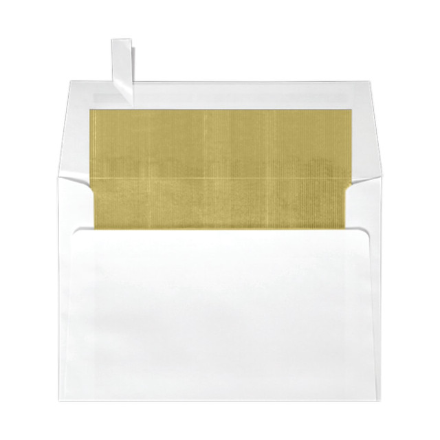 ACTION ENVELOPE FLWH8535-04-50 LUX Square Envelopes, 6 1/2in x 6 1/2in, Self-Adhesive, Gold/White, Pack Of 50