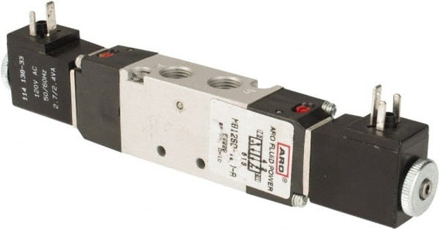 ARO/Ingersoll-Rand M813SD-120-A 1/8" Inlet x 1/8" Outlet, Solenoid Actuator, Solenoid Return, 3 Position, Body Ported Solenoid Air Valve