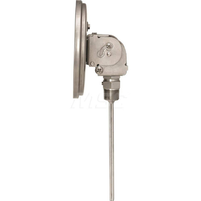 Ashcroft 759426240582 Bimetal Dial Thermometer: 0 to 250 ° F, 3" Dial Dia, 2-1/2" Stem Length