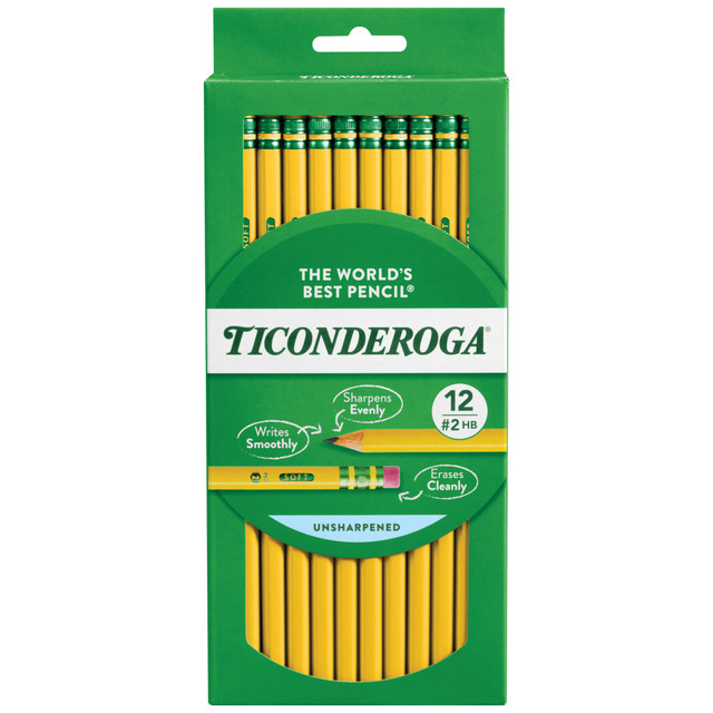 DIXON TICONDEROGA COMPANY 13812 Ticonderoga Pencil, #2 Lead, Soft, Pack of 12