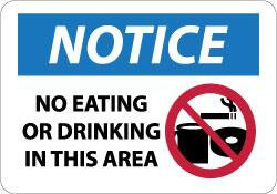 AccuformNMC Sign: Rectangle, "Notice - No Eating or Drinking in This Area" N306PB