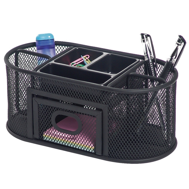 OFFICE DEPOT HY2450  Brand Mesh Oval Desk Organizer, Black