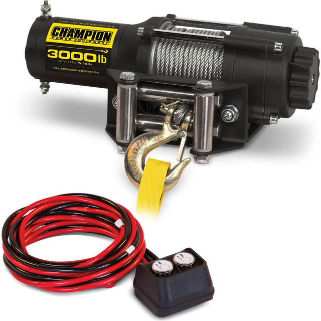 Champion Power Equipment 13004 Automotive Winches; Winch Type: Utility ; Winch Gear Type: Planetary ; Winch Gear Ratio: 171:1 ; Pull Capacity: 3000lb ; Cable Length: 46.000 ; Cable Diameter: .1875in