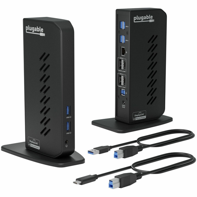 PLUGABLE TECHNOLOGIES UD-6950Z Plugable USB 3.0 and USB-C Dual 4K Display Docking Station with DisplayPort and HDMI for Windows and Mac - (Dual 4K DisplayPort & HDMI, Gigabit Ethernet, Audio, 6 USB Ports) Vertical PLUGABLE TECHNOLOGIES UD-6950Z Plugable USB 3.0 and USB-C Dual 4K Display Docking Station with DisplayPort and HDMI for Windows and Mac - (Dual 4K DisplayPort & HDMI, Gigabit Ethernet, Audio, 6 USB Ports) Vertical