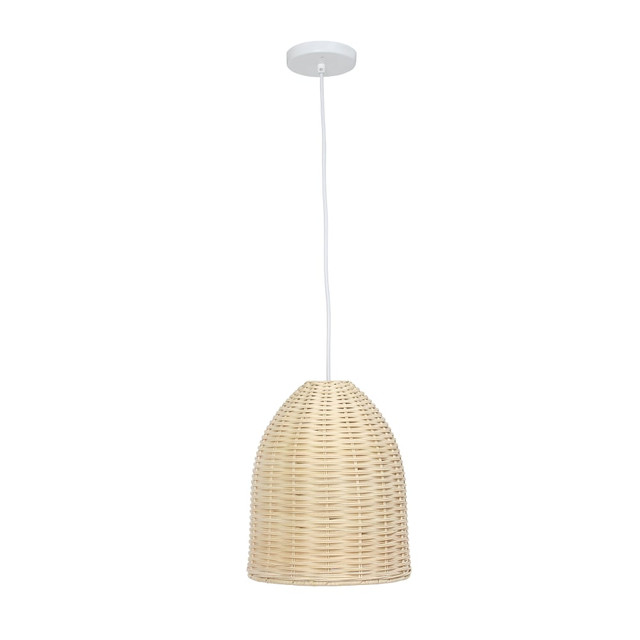 ALL THE RAGES INC Elegant Designs PT1007-NAT  Elongated Coastal Dome Pendant, 10inW, Natural Shade/Natural Base