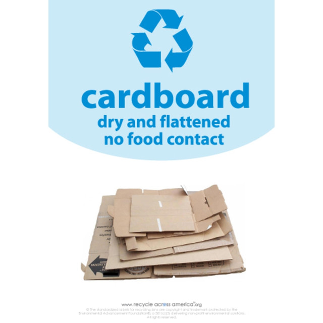 PACKAGING DYNAMICS CARD-1007 Recycle Across America Cardboard Standardized Recycling Labels, CARD-1007, 10in x 7in, Light Blue