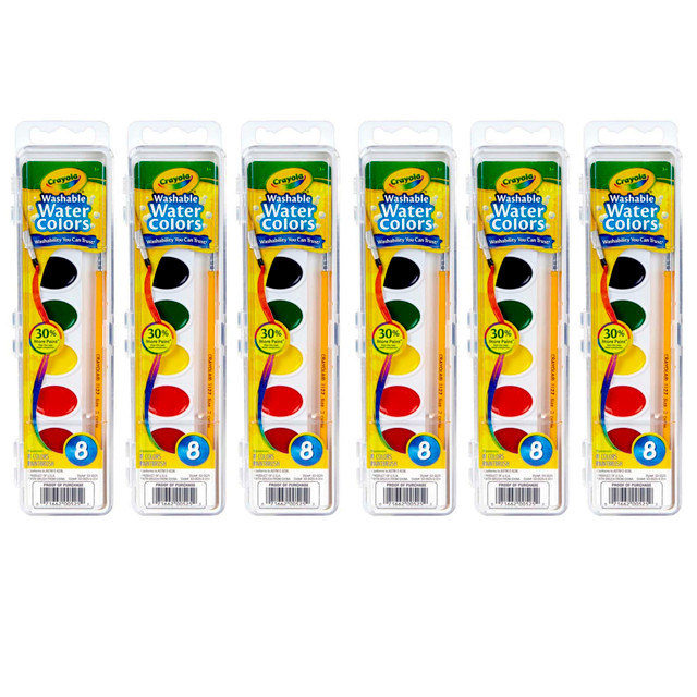 EDUCATORS RESOURCE BIN525-6 Crayola Watercolor Set, 1 Oz, Assorted Colors, 8 Paints Per Set, Pack Of 6 Sets EDUCATORS RESOURCE BIN525-6 Crayola Watercolor Set, 1 Oz, Assorted Colors, 8 Paints Per Set, Pack Of 6 Sets