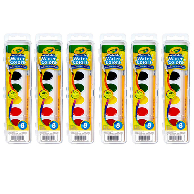 EDUCATORS RESOURCE Crayola BIN525-6  Watercolor Set, 1 Oz, Assorted Colors, 8 Paints Per Set, Pack Of 6 Sets