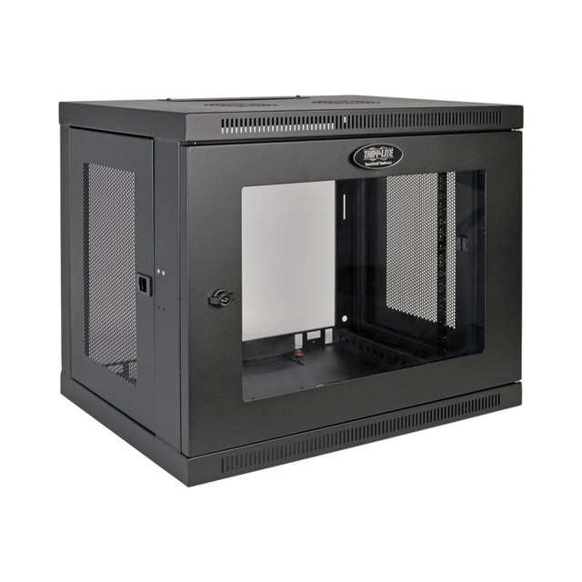 TRIPP LITE SRW9UG  9U Wall Mount Rack Enclosure Server Cabinet w/ Acrylic Glass Front Door - For LAN Switch - 9U Rack Height x 19in Rack Width x 16.50in Rack Depth - Wall Mountable - Black - Plexiglass - 200 lb Maximum Weight Capacity