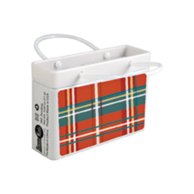 AMUSEMINTS, LLC MTRT4062FW24 AmuseMints Mint Candy Shopping Bag Tins, Red Plaid, 0.68 Oz, Pack Of 24