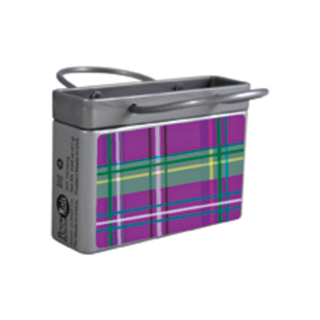 AMUSEMINTS, LLC AmuseMints MTRT4061FS24  Mint Candy Shopping Bag Tins, Purple Plaid, 0.68 Oz, Pack Of 24