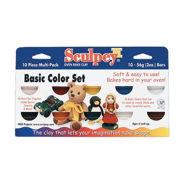 ROYAL CONSUMER INFO PROD 2200500-01 Sculpey III Multipacks Clay, 2 Oz, Brights, Set Of 10 ROYAL CONSUMER INFO PROD 2200500-01 Sculpey III Multipacks Clay, 2 Oz, Brights, Set Of 10