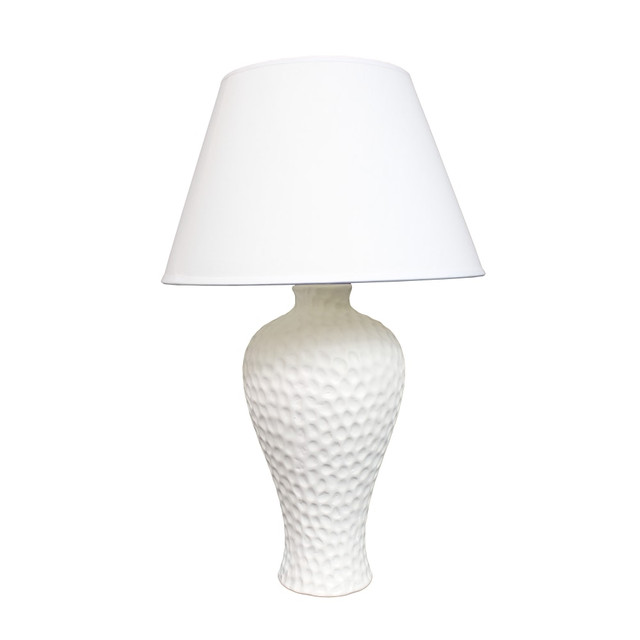 ALL THE RAGES INC LT2004-WHT Simple Designs Curvy Ceramic Table Lamp, 19 1/2inH, White Shade/White Base