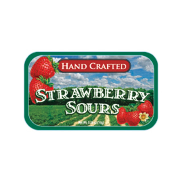 AMUSEMINTS, LLC MTRT2231F24 AmuseMints Fruit Sours, Strawberry, 0.56 Oz, Pack Of 24