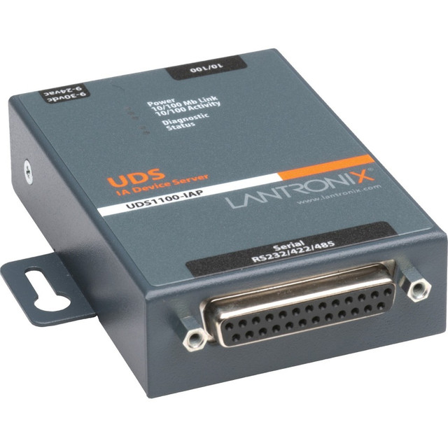 TRANSITION NETWORKS Lantronix UD1100IA2-01  1-Port Serial (RS232/ RS422/ RS485) to Ethernet Industrial Device Server supporting Modbus (TCP; ASCII; RTU) - Modbus TCP to Modbus RTU/Modbus ASCII Conversion; Extended Temperature (-40 to +70 C); Wall Mou