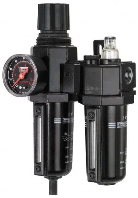 ARO/Ingersoll-Rand C38331-610 FRL Combination Unit: 3/8 NPT, Standard, 2 Pc Filter/Regulator-Lubricator with Pressure Gauge