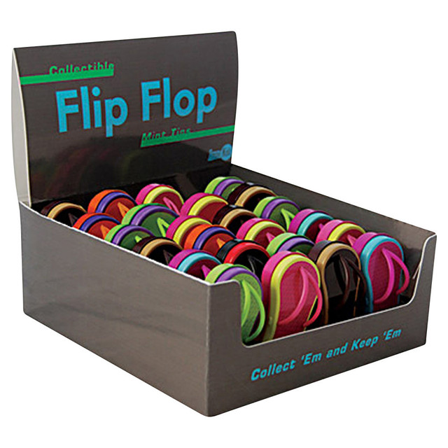 AMUSEMINTS, LLC MTA1071F24 AmuseMints Mint Candy Flip Flop Tins, Assorted Solid Colors, Pack Of 24