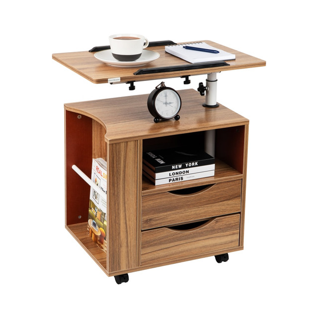 EMS MIND READER LLC Mind Reader BEDESK-BRN  Woodland Collection 15-3/4in W Swivel Tiltable Desktop Office Workstation with Storage Wood and Metal, Brown