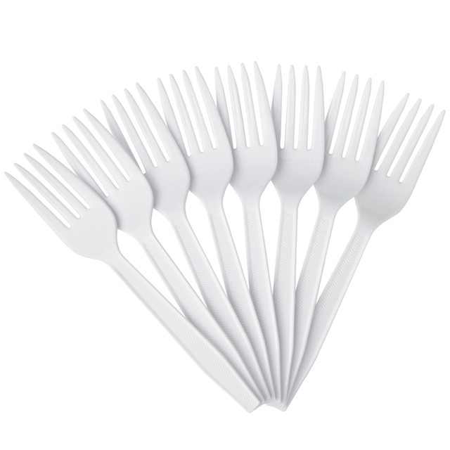 OFFICE DEPOT 3585490688 Highmark Plastic Utensils, Medium-Size Forks, White, Box Of 1,000 Forks