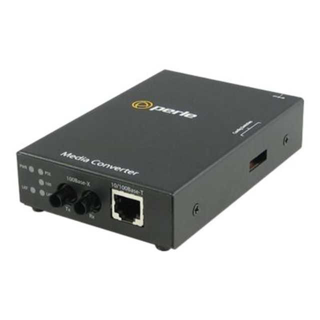 PERLE SYSTEMS Perle 05085104  S-110PP-S2ST120 - Fiber media converter - 100Mb LAN - 10Base-T, 100Base-TX, 100Base-ZX - RJ-45 / ST single-mode - up to 74.6 miles - 1550 nm