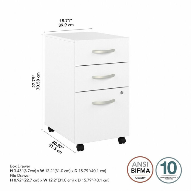 Bush Industries, Inc Bush Business Furniture SCF216WHSU Bush Business Furniture Studio C 3 Drawer Mobile File Cabinet