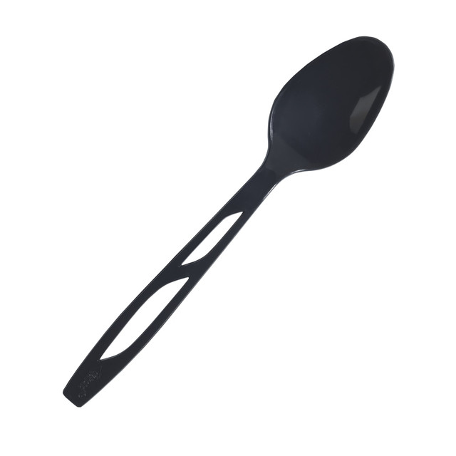 When restocking the office kitchens and lunchrooms, donT forget to provide an assortment of plastic utensils for your employees, like Highmark utensils. These utensils are great for any lunch gathering or event.  Convenient and durable.  Made from plastic.  Highmark spoons are a great staple for office kitchens or large parties.  Black, full-size plastic spoons come in a box of 1,000.