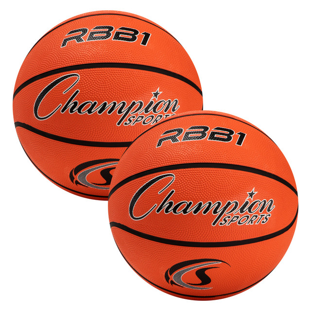 EDUCATORS RESOURCE CHSRBB1-2 Champion Sports Rubber Basketballs, Official Size, Orange/Black, Pack Of 2 Balls EDUCATORS RESOURCE CHSRBB1-2 Champion Sports Rubber Basketballs, Official Size, Orange/Black, Pack Of 2 Balls