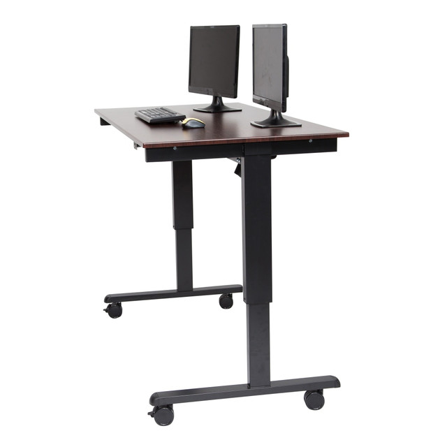 H. WILSON/ LUXOR FURNITURE Luxor STANDE-60-BK-DW  59inW Wood Electric Standing Desk, Dark Walnut/Black