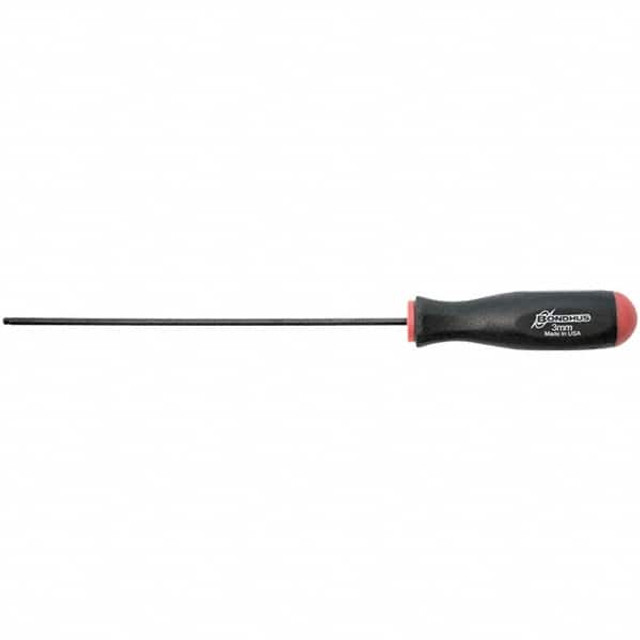 Bondhus 10756 Hex Drivers; Fastener Type: Hex Ball End; Ball End: Yes; System of Measurement: Metric; Hex Size (mm): 3.000; Overall Length Range: 7" - 9.9"; Handle Length: 89 mm; 3.5 in; Handle Material: Rubber; Features: Non-Slip Grip; Handle Type: 