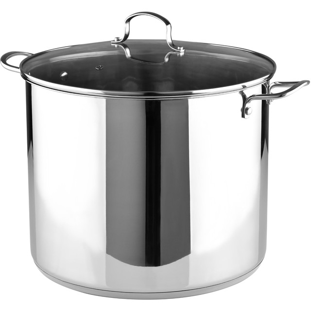 BERGNER US INC. BGUS10125STS Bergner Essentials Stainless Steel Stock Pot, 12-Quart, Silver