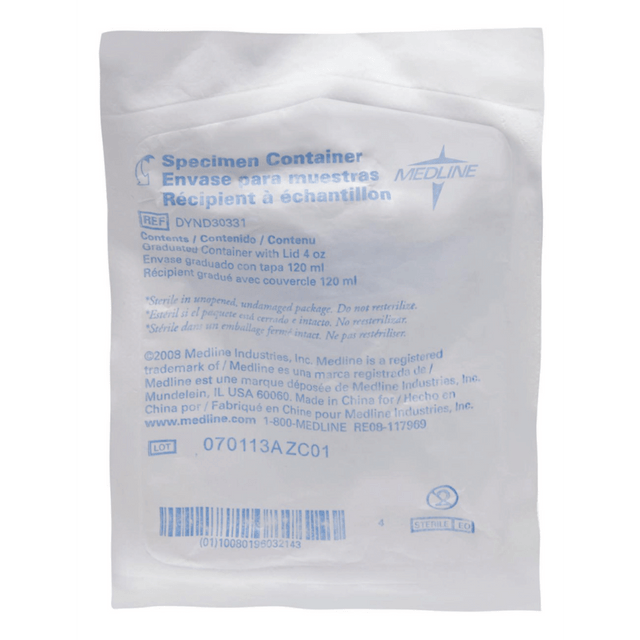 MEDLINE INDUSTRIES, INC. DYND30331 Medline Sterile Specimen Containers, 4 Oz, Pack Of 100 Containers MEDLINE INDUSTRIES, INC. DYND30331 Medline Sterile Specimen Containers, 4 Oz, Pack Of 100 Containers